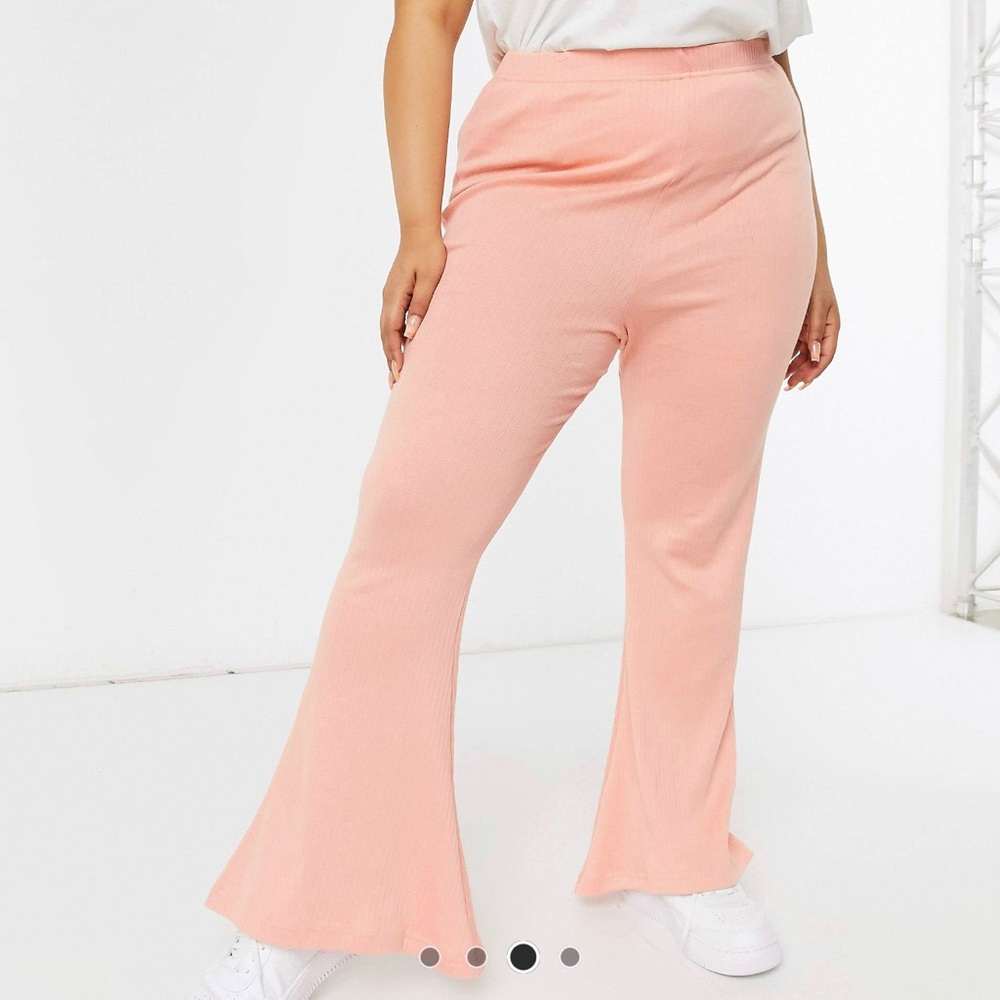 Ribbed Flare Pants in blush